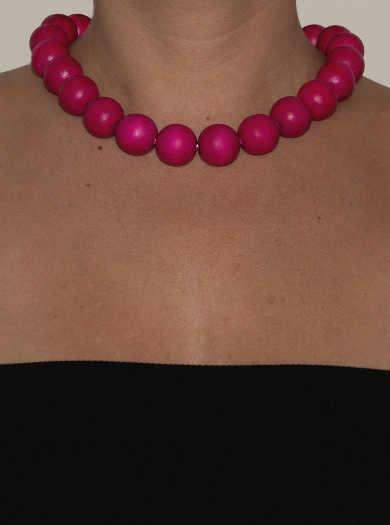 Gray and Hot Pink Chunky Necklace – Gabskia